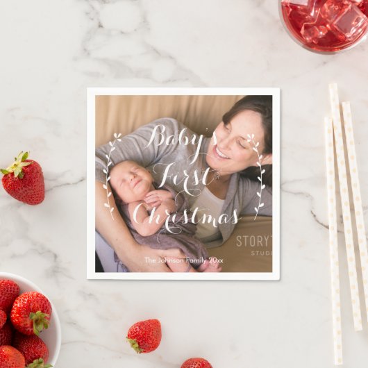 かわいいベビーの初めてのクリスマス紙ナプキンス スタンダードカクテルナプキン (インサイチュ)