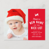 かわいいベビーの初めてのクリスマス赤 シーズンポストカード (正面)