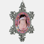 かわいいベビーの初めてのクリスマス スノーフレークピューターオーナメント (左)