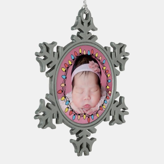かわいいベビーの初めてのクリスマス スノーフレークピューターオーナメント (左)
