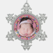 かわいいベビーの初めてのクリスマス スノーフレークピューターオーナメント (正面)