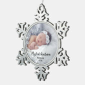 かわいいベビーの初めてのクリスマス スノーフレークピューターオーナメント (右)