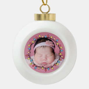 かわいいベビーの初めてのクリスマス セラミックボールオーナメント