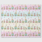 かわいいベビーの動物のサーカスの列車のギフト用包装紙 ラッピングペーパー (フラット)