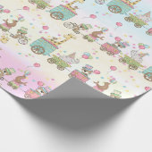 かわいいベビーの動物のサーカスの列車のギフト用包装紙 ラッピングペーパー (角)