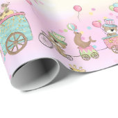かわいいベビーの動物のサーカスの列車のギフト用包装紙 ラッピングペーパー (ロールコーナー)
