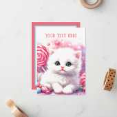 かわいいベビーの子猫のメッセージを追加 ノートカード (正面/裏面インサイチュ)