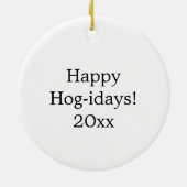 かわいいベビーの子豚の花 セラミックオーナメント (裏面)