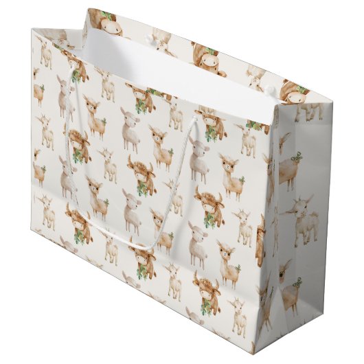 かわいいベビーの家畜 ラージペーパーバッグ (正面アングル)