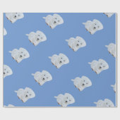 かわいいベビーの幸せな子犬の白犬 ラッピングペーパー (フラット)