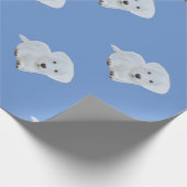 かわいいベビーの幸せな子犬の白犬 ラッピングペーパー (角)