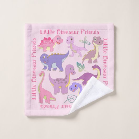 かわいいベビーの幼児の恐竜のコラージュのパターン バスタオルセット (ウォッシュタオル)