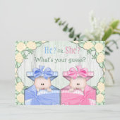 かわいいベビーの性別が箱にパーティーベビー 招待状 (スタンド正面)