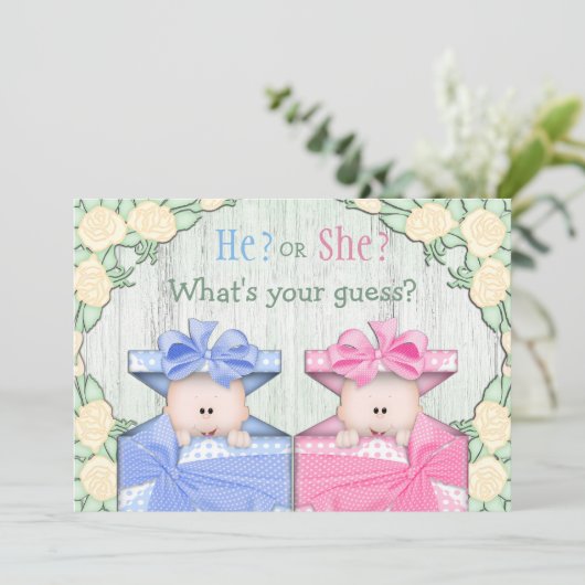 かわいいベビーの性別が箱にパーティーベビー 招待状 (スタンド正面)