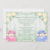 かわいいベビーの性別が箱にパーティーベビー 招待状 (裏面)