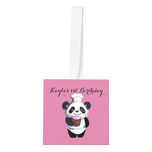 かわいいベビーの最初の誕生日キューブオーナメント キューブオーナメント (正面)