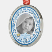 かわいいベビーの最初のHanukkah Dreidels写真名 メタルオーナメント (左)