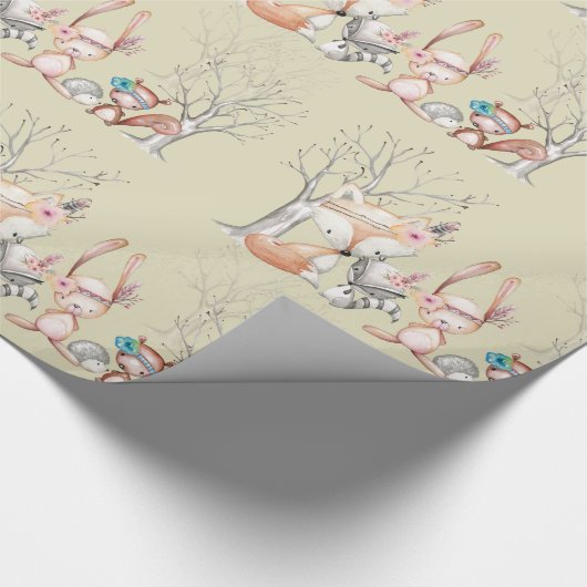 かわいいベビーの森林動物のギフトの包装紙 ラッピングペーパー (角)