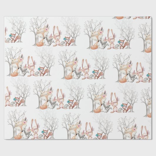 かわいいベビーの森林動物のギフトの包装紙 ラッピングペーパー (フラット)