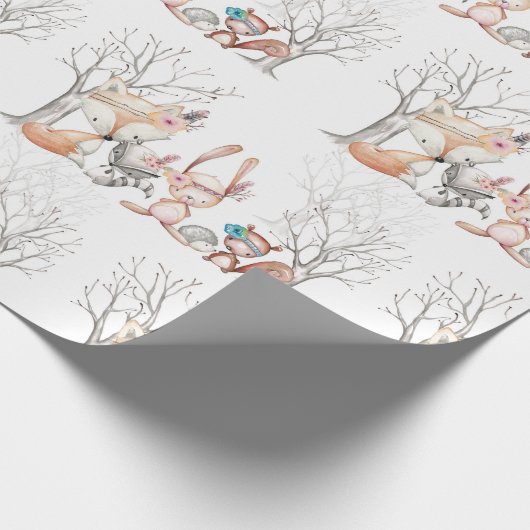 かわいいベビーの森林動物のギフトの包装紙 ラッピングペーパー (角)