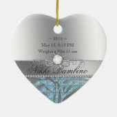 かわいいベビーの洗礼の十字の誕生の発表のシマウマ セラミックオーナメント (裏面)