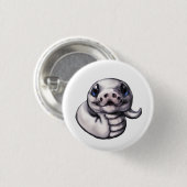 かわいいベビーの球の大蛇ボタン(Leucistic) 缶バッジ (正面&裏面)