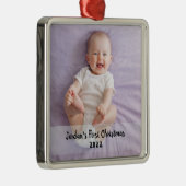 かわいいベビーの第1クリスマス メタルオーナメント (右)