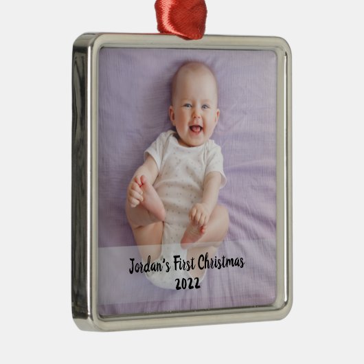 かわいいベビーの第1クリスマス メタルオーナメント (右)