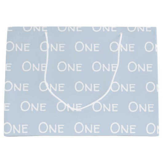 かわいいベビーの第1バースデーブルー ラージペーパーバッグ (正面)