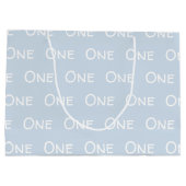 かわいいベビーの第1バースデーブルー ラージペーパーバッグ (裏面)