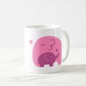 かわいいベビーの象およびお母さん親愛 コーヒーマグカップ (正面右)