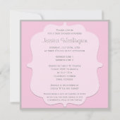 かわいいベビーの足のピンクのベビーシャワーはあなたの写真を加えます 招待状 (裏面)