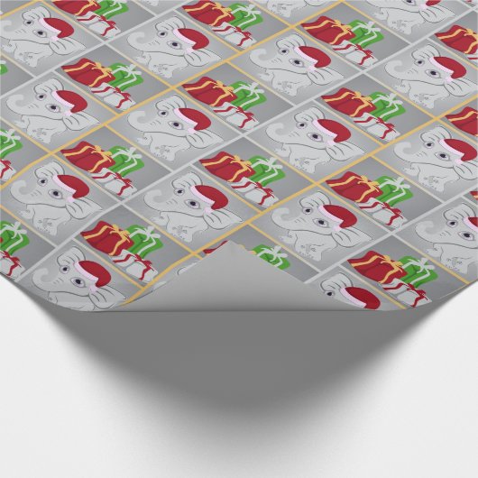かわいいベビーの銀の不要品のサンタの帽子のプレゼント ラッピングペーパー (角)
