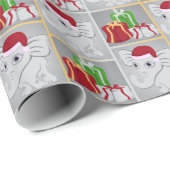 かわいいベビーの銀の不要品のサンタの帽子のプレゼント ラッピングペーパー (ロールコーナー)