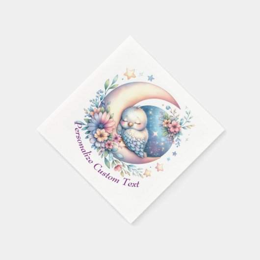 かわいいベビーの鳥が半月に眠る|過去記事 スタンダードカクテルナプキン (角)