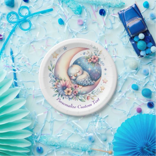 かわいいベビーの鳥が月に眠る|過去記事 ペーパープレート (パーティー)