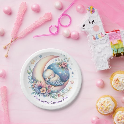 かわいいベビーの鳥が月に眠る|過去記事 ペーパープレート (パーティー)