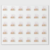 かわいいベビーの鹿が花で眠る ラッピングペーパー (フラット)