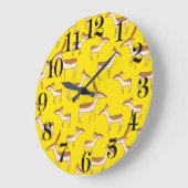 かわいいベビーの鹿と家族 ラージ壁時計 (傾斜)