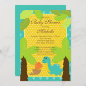 かわいいベビーのDinasaurのベビーシャワーの招待状 招待状 (正面/裏面)