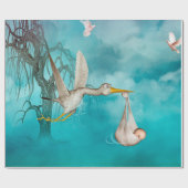 かわいいベビーはこうのとりと来ています ラッピングペーパー (フラット)