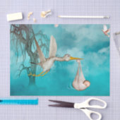 かわいいベビーはこうのとりと来ています 薄葉紙 (クラフト)