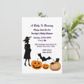 かわいいベビーはブルーイング魔女カボチャ赤ちゃんシャワー 招待状 (スタンド正面)