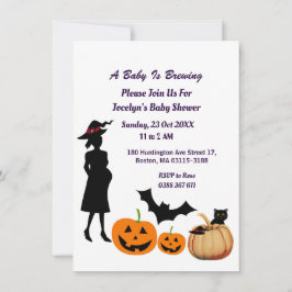 かわいいベビーはブルーイング魔女カボチャ赤ちゃんシャワー 招待状