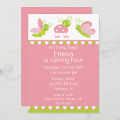 かわいいベビーは誕生日の招待状を煩わせます 招待状 (正面/裏面)