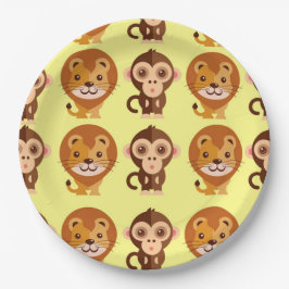 かわいいベビーアニマルイエロー紙プレート | 性別神経症 ペーパープレート
