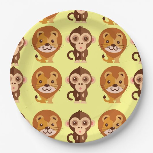かわいいベビーアニマルイエロー紙プレート | 性別神経症 ペーパープレート (正面)