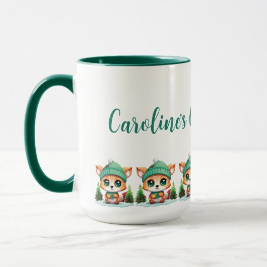 かわいいベビーアニマルクリスマスカスタマイズ マグカップ (左)