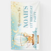 かわいいベビーアニマルズホットエアバルーン誕生日へようこそ 横断幕 (縦)