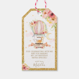 かわいいベビーアニマルズ熱気球1歳の誕生日 ギフトタグ